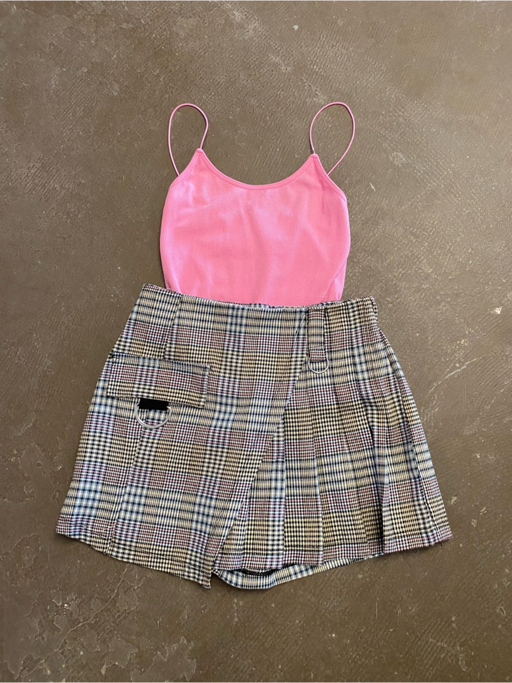 Pink panty  with Plaid Pleated Skort — Women's Summer Set